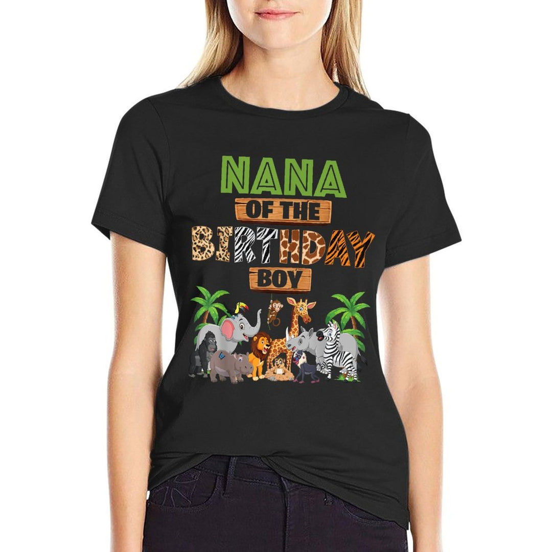 Wild Nana Of The Birthday Boy Zoo Safari Jungle Animal  Wrinkle-resistant T-Shirt