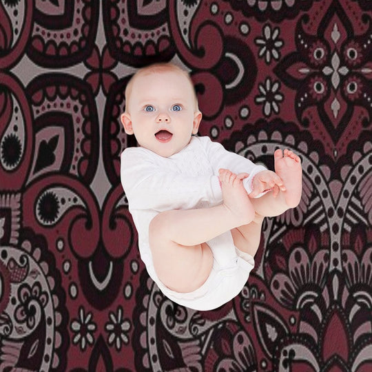 Floral Mandala Repeat Pattern - Dark Pink Premium Throw Blanket
