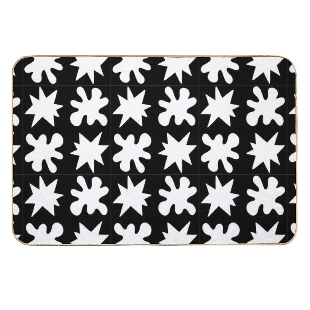 KikiBouba - White on Black  Easy Maintenance Bath Mat