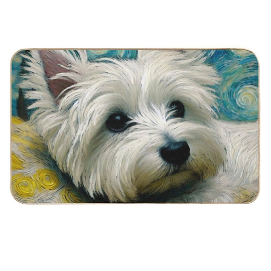 The Snuggle Queen - West Highland Terrier Van Gogh Style Durable Bath Mat