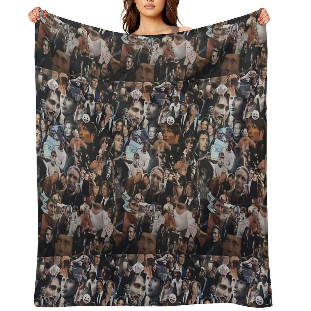 Mads Mikkelsen Collage Multi-functional Throw Blanket