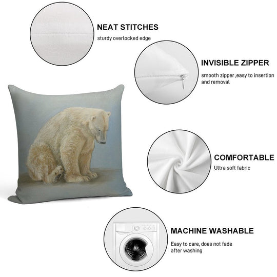 Polar Bear Sitting Soft Luxury Feel Throw Pillow