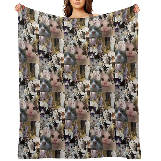 Cursed Cat Collage Anti-pilling Throw Blanket