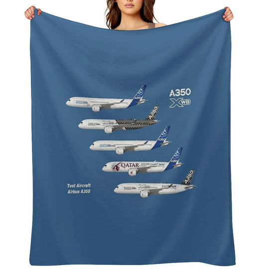 Airbus A350 Test Aircraft Fleet Illustration Travel-friendly Throw Blanket
