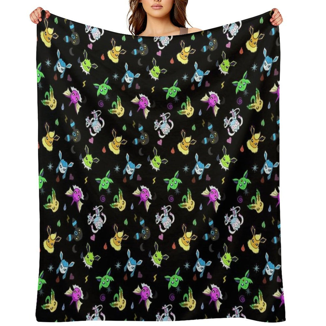 Shiny Eeveelution Type Pattern Velvety-soft Throw Blanket