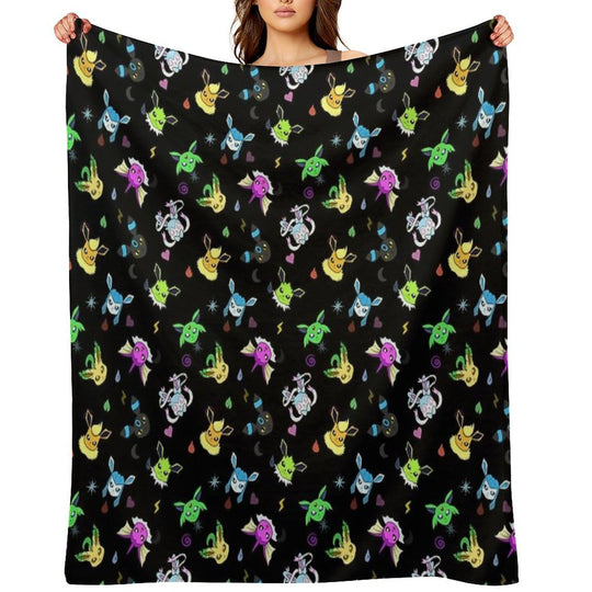 Shiny Eeveelution Type Pattern Velvety-soft Throw Blanket