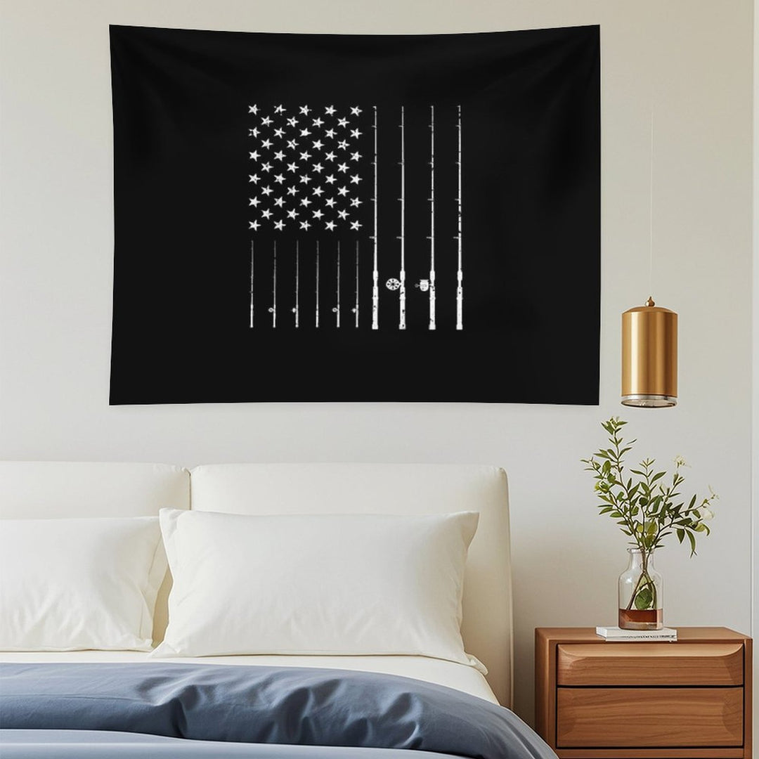 Fishing American Flag Tshirt - American Flag Fishing T-Shirt Tee Gift Tapestry