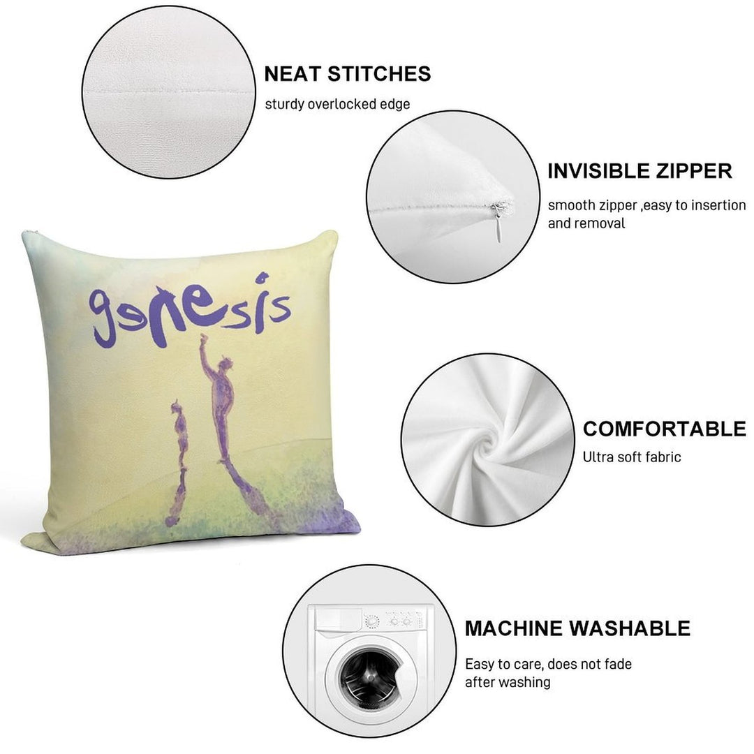 Genesis The Band Soft Hidden Zipper Throw Pillow