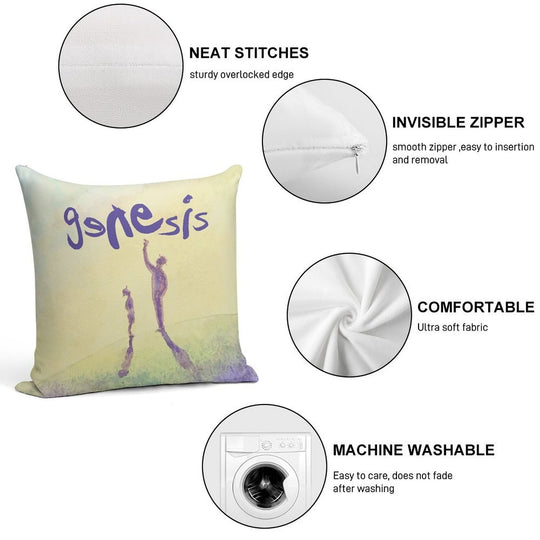 Genesis The Band Soft Hidden Zipper Throw Pillow