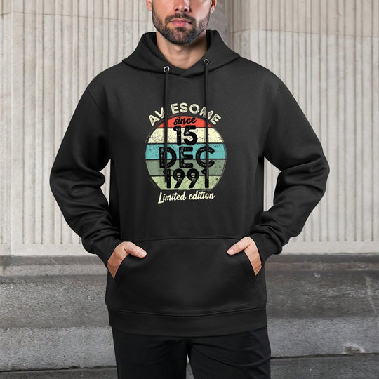 30 Year Old Birthday 15 December 1991 30th Birthday Durable Construction Hoodie