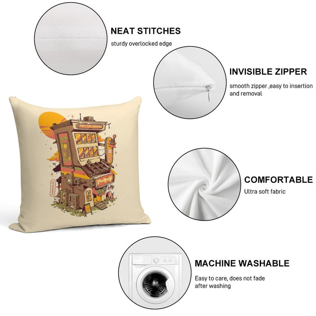 Arcade House Soft High-Density Material Throw Pillow
