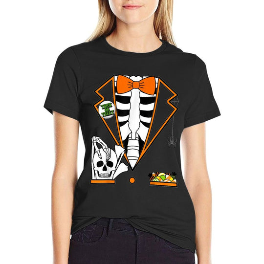 Easy Halloween Costumes Orange Skeleton Tuxedo  Affordable Price T-Shirt