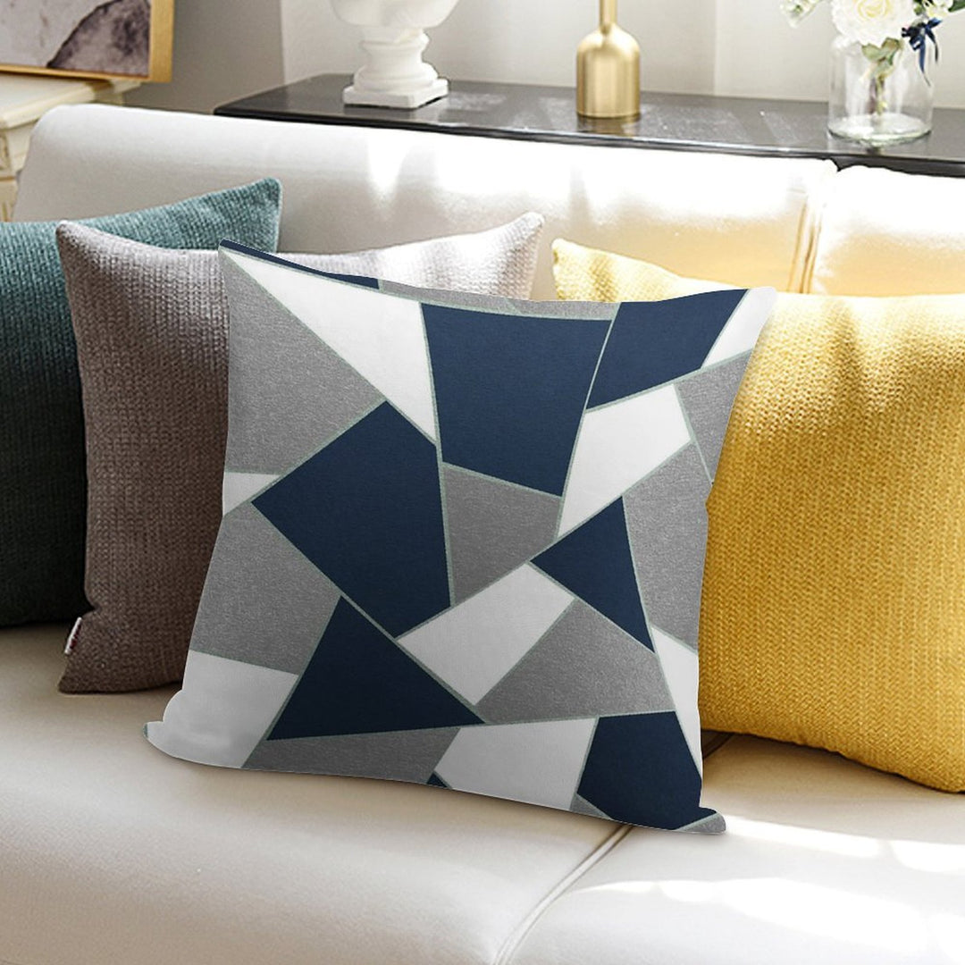 Navy Blue Gray White Mint Geometric Glam #1 #geo #decor #art Soft High-Density Material Throw Pillow