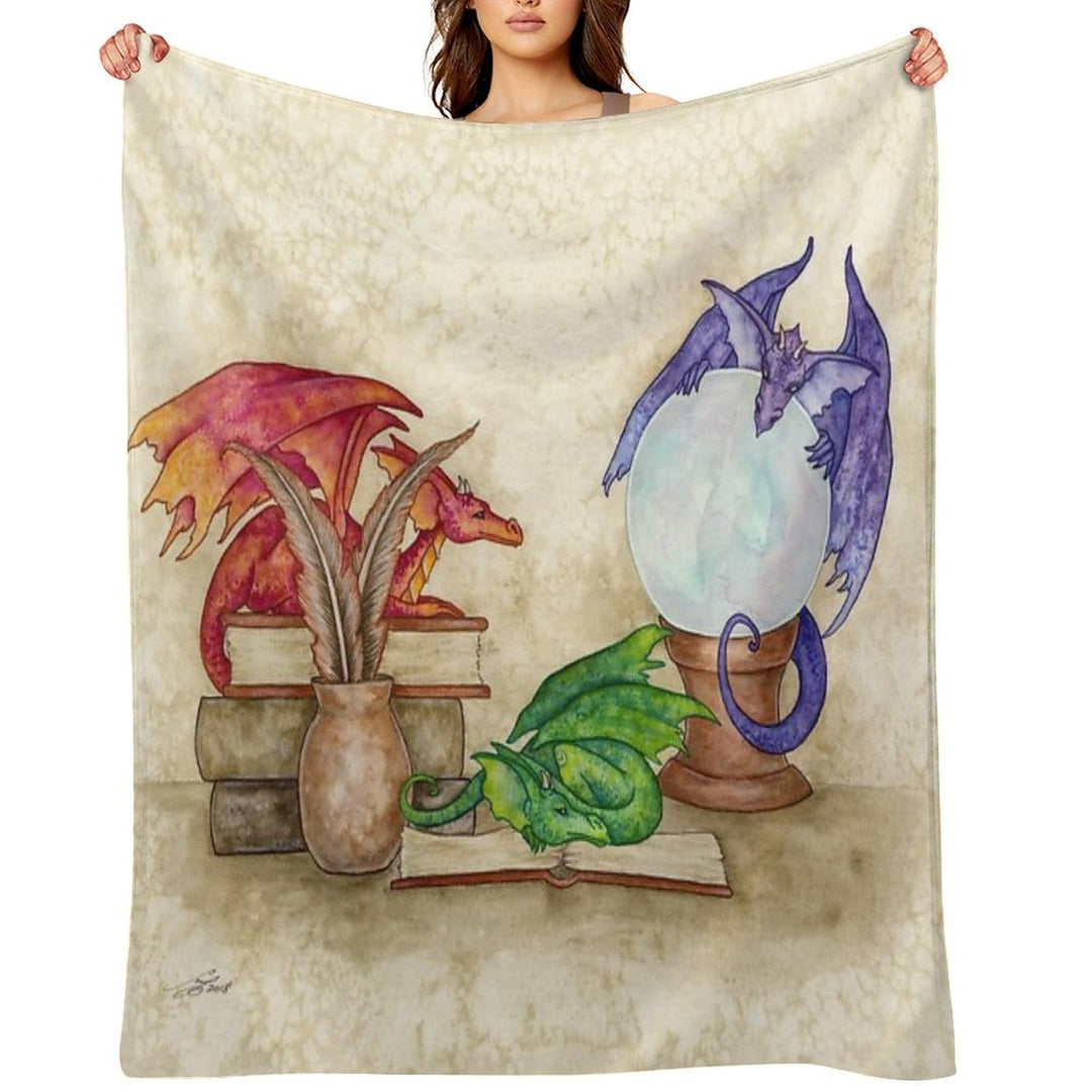 Dragons In The Library Machine-washable Throw Blanket