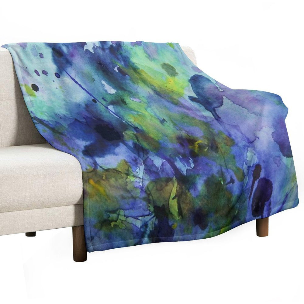 Watercolor in Purple And Green Durable Throw Blanket