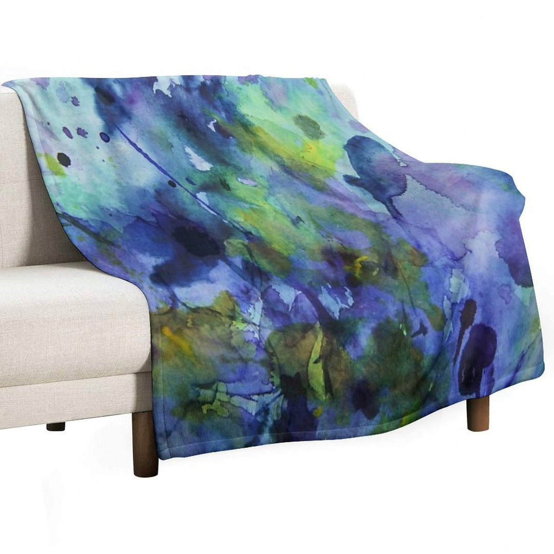 Watercolor in Purple And Green Durable Throw Blanket