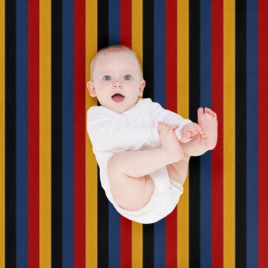 Retro Stripes Red Blue Yellow Black Pattern  Graphicly Pattern Versatility Throw Blanket