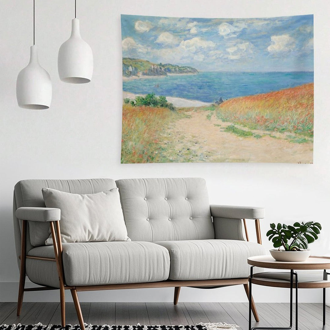 Claude Monet Path Through The Wheat Fields at Pourville 1882 Tapestry