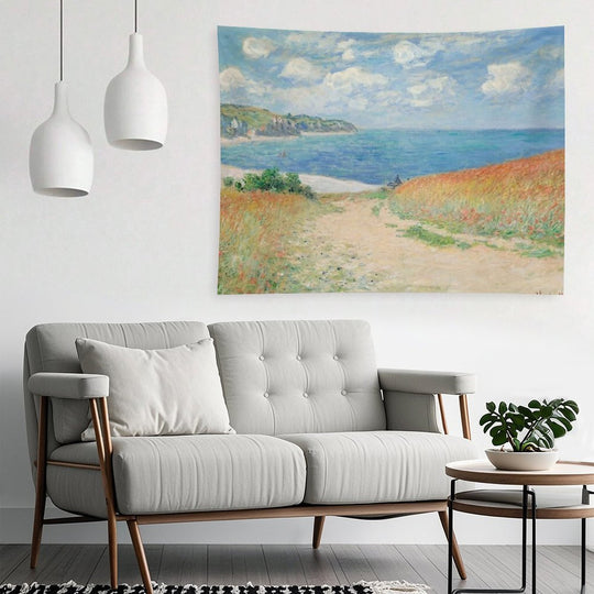 Claude Monet Path Through The Wheat Fields at Pourville 1882 Tapestry