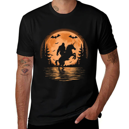 Bigfoot Riding Unicorn  Durable T-Shirt