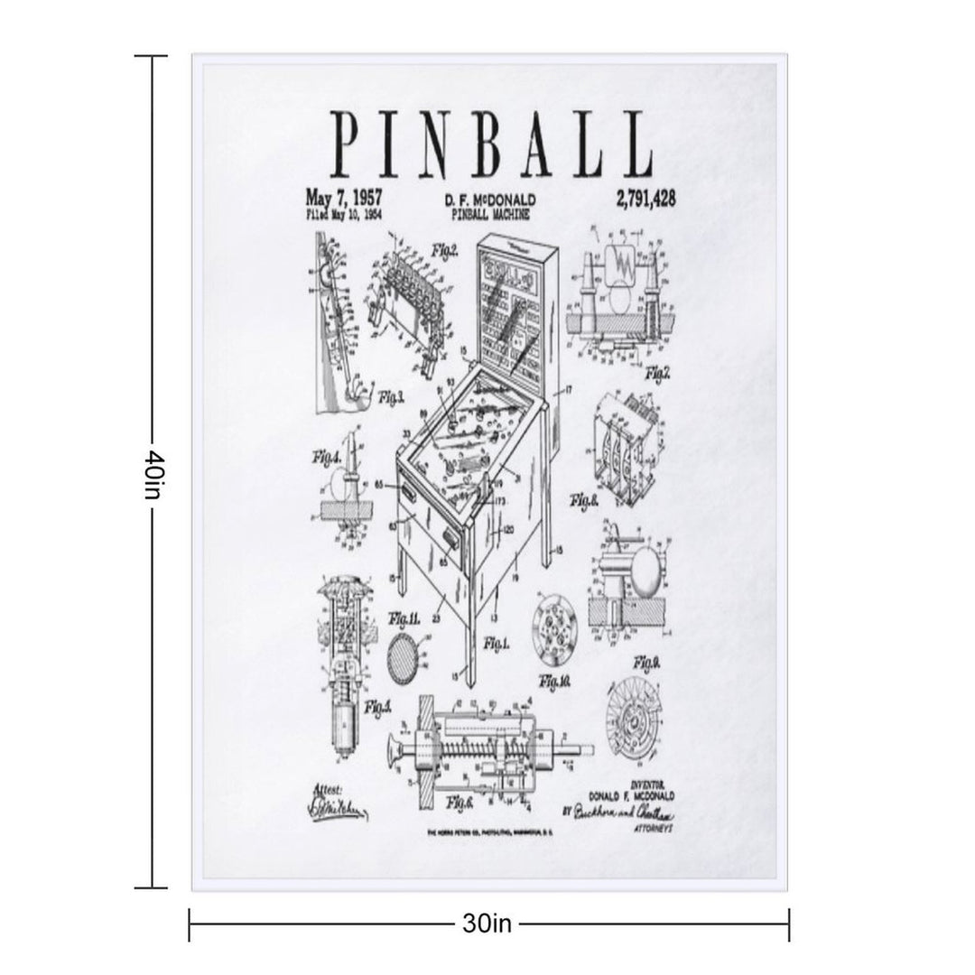 Pinball Arcade Gaming Machine Vintage Gamer Patent Print Eco-conscious Throw Blanket