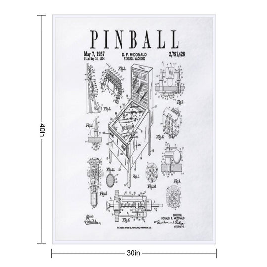 Pinball Arcade Gaming Machine Vintage Gamer Patent Print Eco-conscious Throw Blanket