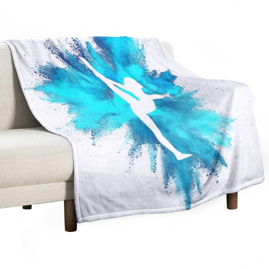 Gymnast Silhouette - Blue Explosion Wrinkle-free Throw Blanket