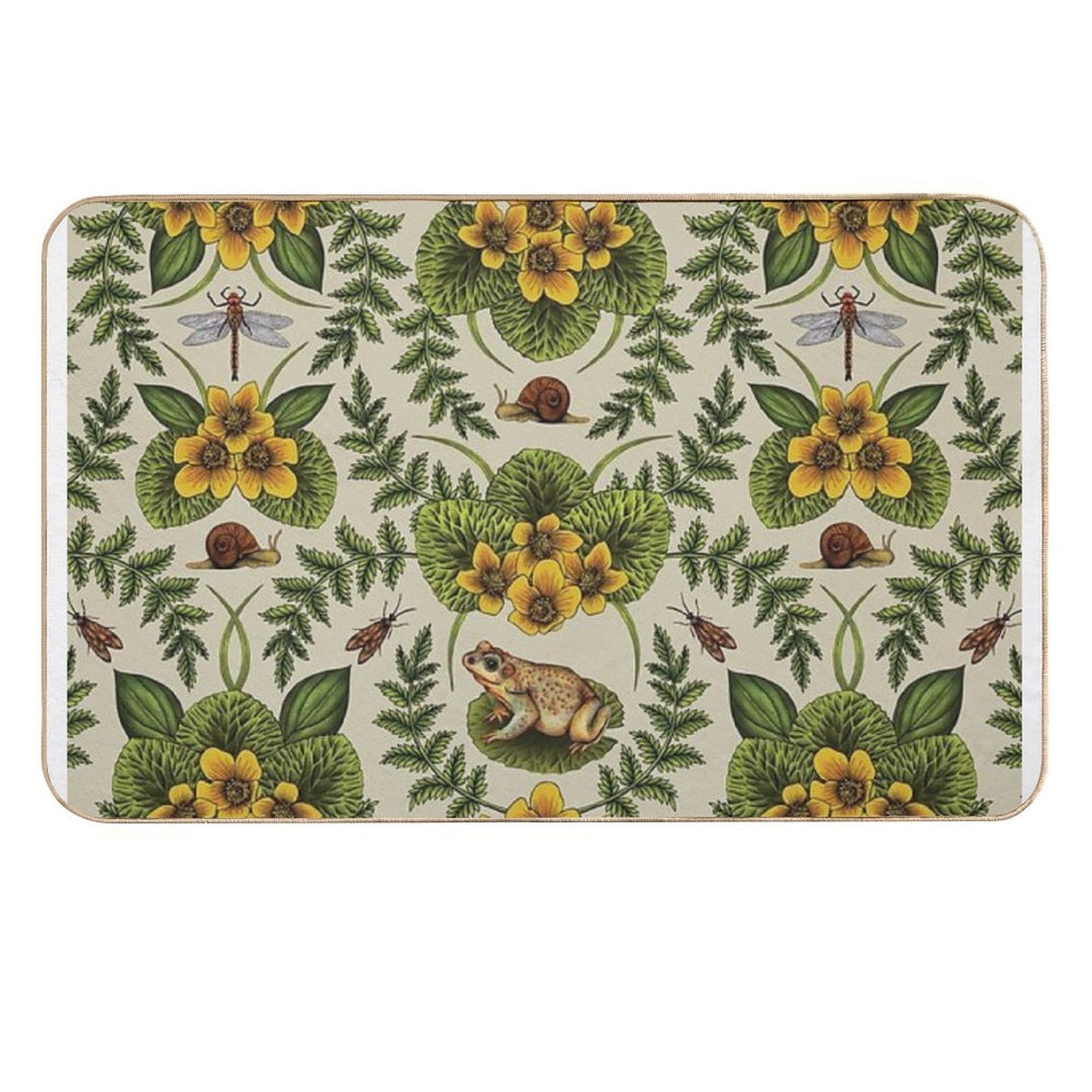 Wetlands Creatures - Toads, Snails, Dragonflies & Marsh Marigolds  High-Traffic Bath Mat