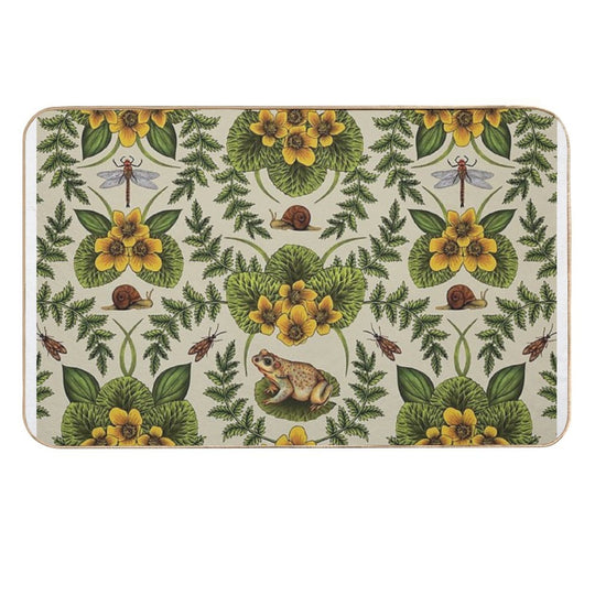 Wetlands Creatures - Toads, Snails, Dragonflies & Marsh Marigolds  High-Traffic Bath Mat