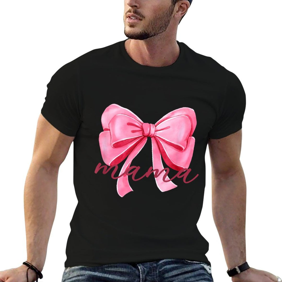 Mama Pink Bow Birthday Baby Shower Family Pink Ribbon  Trendy Pattern T-Shirt