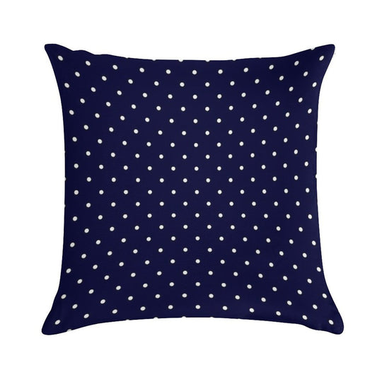 Navy Blue White Polka Dots Soft Shrink-Resistant Throw Pillow