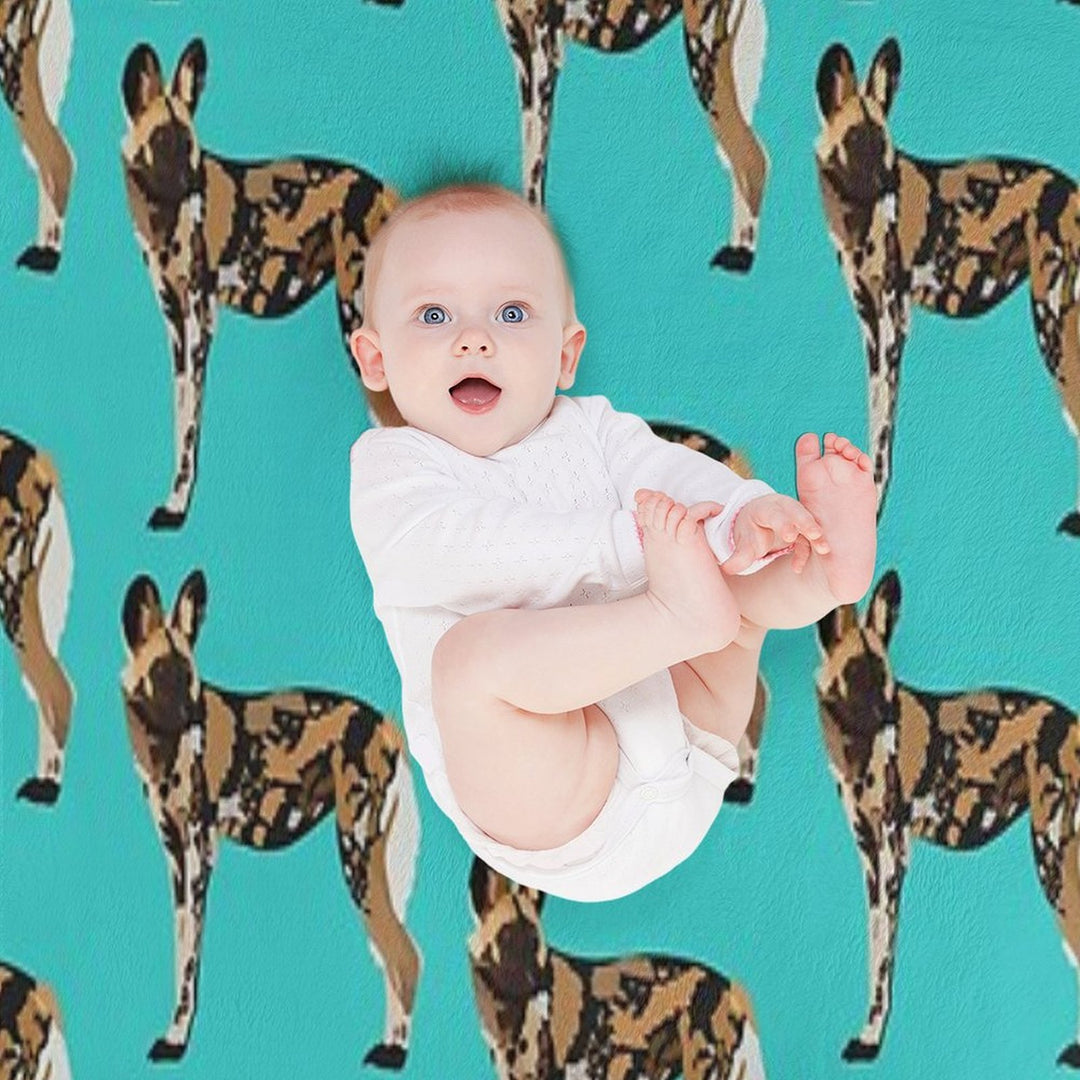 P Is for Painted Dog, Painted Dog Illustration – African Wild Dog Art for Wildlife Lovers Wrinkle-free Throw Blanket