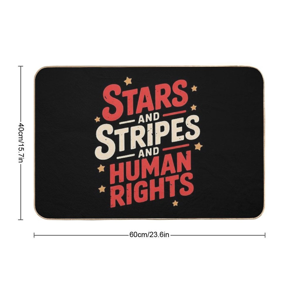 Cute Stars And Stripes And Human Rights Funny 4th Of July  High-Traffic Bath Mat