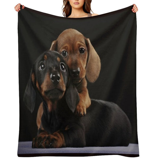 Dachshund Dog Portrait Photo Pupies Durable Throw Blanket