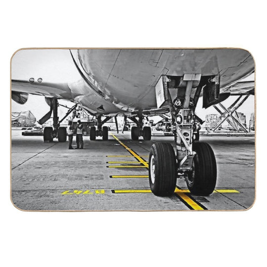 Copy of Boeing 747 Nose Wheel Parked on Yellow Line  Repositionable Bath Mat