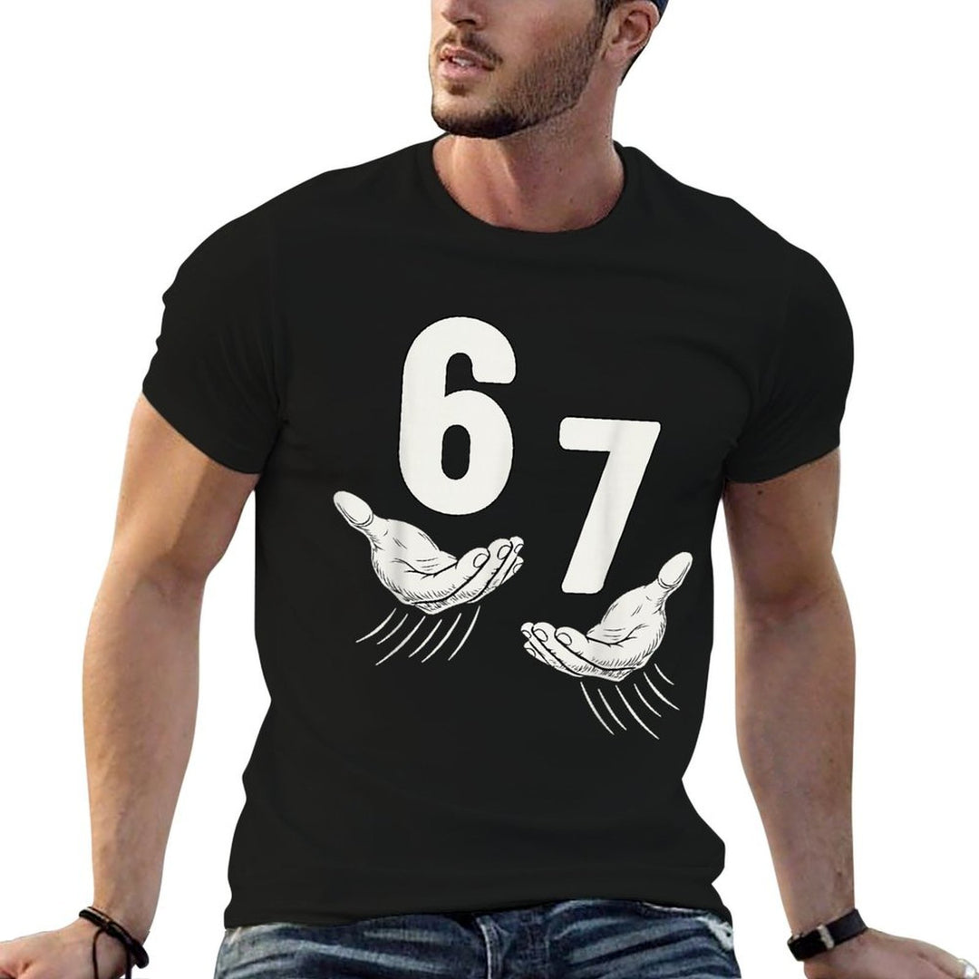 Six Seven 67 6 7 Kids 67 Boys Youth 6-7 Meme Hands Funny  Oversized Silhouette T-Shirt