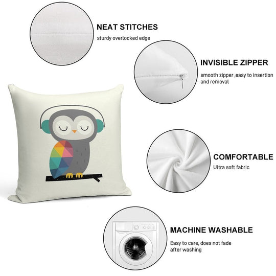 Owl Time Soft Reinforced Edging Throw Pillow