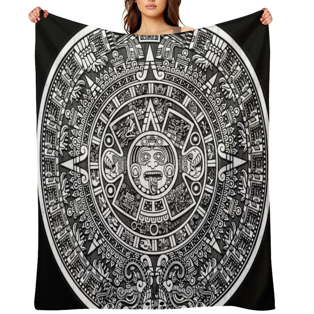 Aztec Calendar Plush Throw Blanket