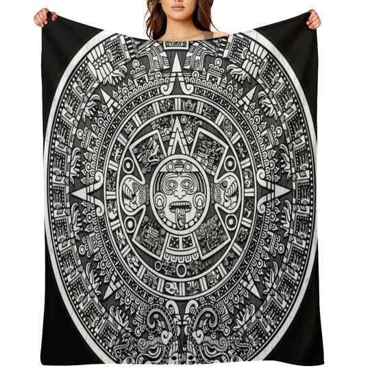 Aztec Calendar Plush Throw Blanket