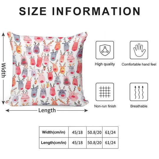 Reindeers - Animal Cuteness - Winter Watercolor Pattern - Rudolph Soft Bedroom Essential Throw Pillow