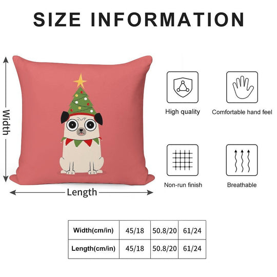 It's Christmas for Pug's Sake Soft High-Density Material Throw Pillow