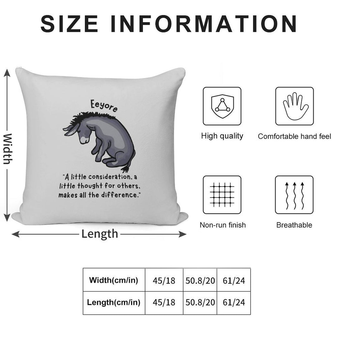 Eeyore Quote About Kindness Soft Shrink-Resistant Throw Pillow
