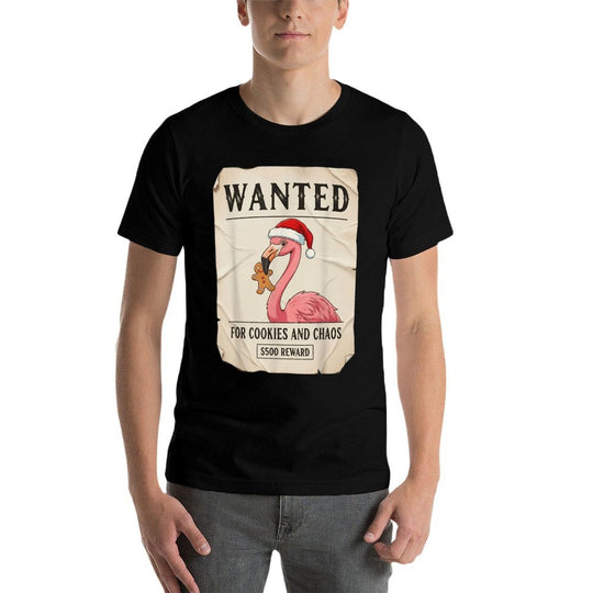 Wanted for Cookies And Chaos Funny Flamingo Christmas Pajama  Slim-fit Cut T-Shirt