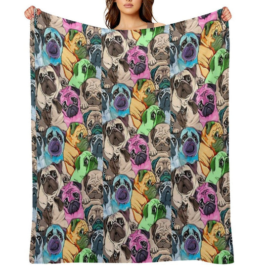 Color Pug Dog Durable Throw Blanket