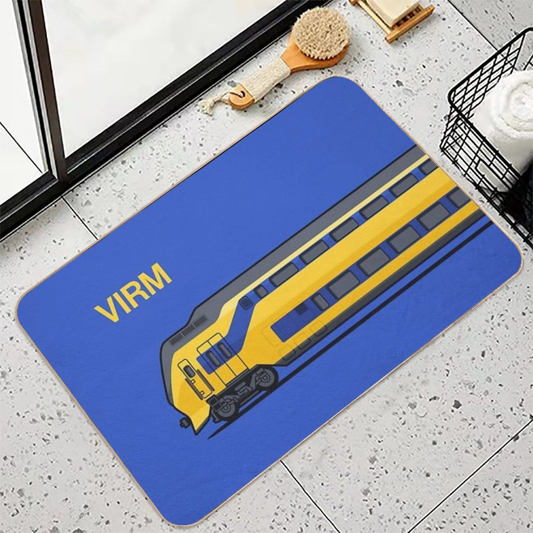 VIRM Blue Double Decker Train Side Netherlands Durable Bath Mat