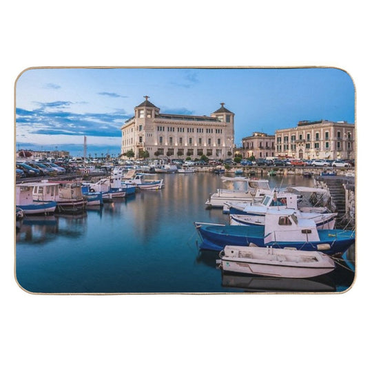 Syracuse Harbor in The Evening  Easy To Clean Bath Mat