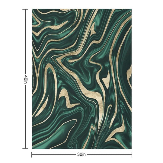 Emerald Green Black Gold Marble #1 #decor #art Versatility Throw Blanket