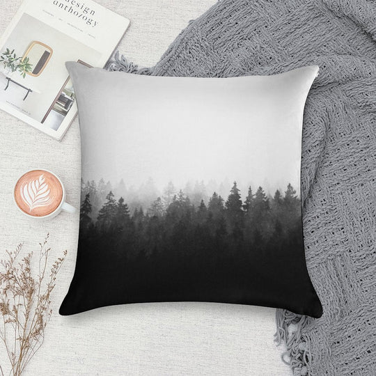 A Wilderness Somewhere  Misty Romantasy Fairytale Ghostwood Forest With Cascadia Trees Covered In Magic Light And Fog Soft Gift Ready Throw Pillow