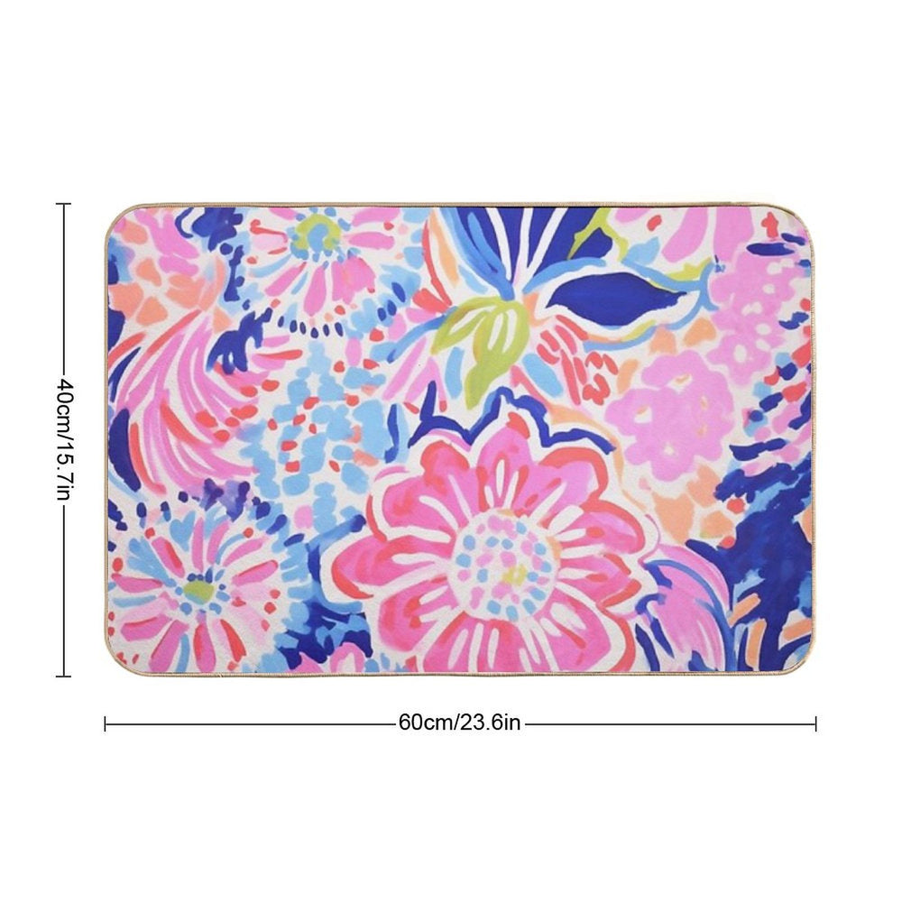 Floral Pretty Pastel Pattern Pink Blue Orange  Rapid-Drying Bath Mat