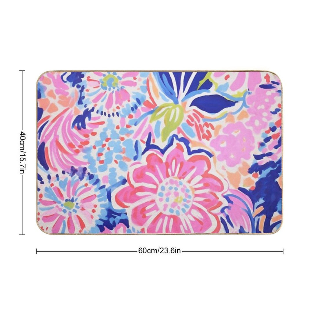 Floral Pretty Pastel Pattern Pink Blue Orange  Rapid-Drying Bath Mat